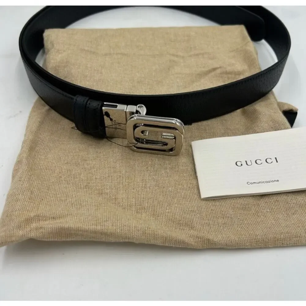 Men's Gucci interlocking G leather belt 120 cm/46 inches made in Italy